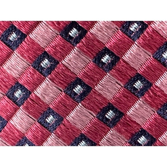 VTG Faconnable Silk Fuchsia Tie w/ Pink/Black Diamond Pattern Made in Italy - Picture 3 of 5